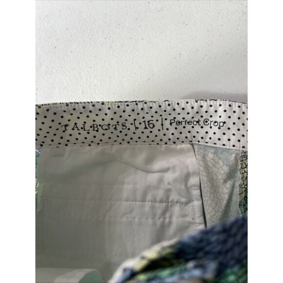Talbots Perfect Crop Pants size 16 Green Blue Yellow Floral Print Capri NWT - Picture 10 of 12